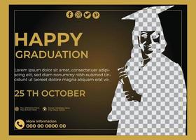 Happy Graduation Horizontal Flyer Template Design vector