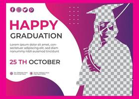 Happy Graduation Horizontal Flyer Template Design vector