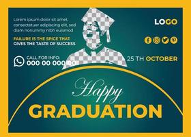 Happy Graduation Horizontal Flyer Template Design vector