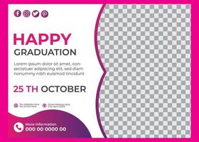 Happy Graduation Horizontal Flyer Template Design vector