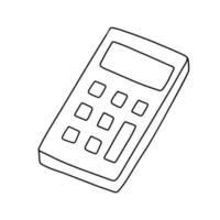 Doodle calculator icon. Vector outline illustration