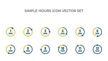 Set Of Hours Count With Text Detail Simple Vector Icon