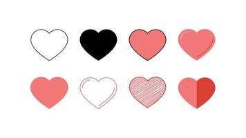 hearts shape with many different simple style vector design set