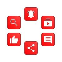 Youtube Interface buttons Simple Vector Set
