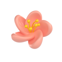 3D icon render spring Cherry Blossom Sakura illustration. Simple and cute petal. png