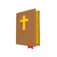 santo Biblia 3d cristiano icono. libro logo en firma cubrir. diseño elemento. gráfico transparente antecedentes