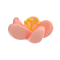 3D icon render spring Cherry Blossom Sakura illustration. Simple and cute petal isolated transparent png