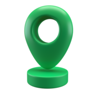 3D Realistic icon Style green glossy Location map pin gps pointer markers illustration for destination. Geo tag isolated transparent png