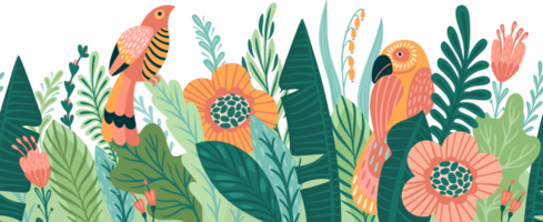 floral desatado fronteira. tropical ilustração. png