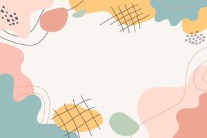 Abstract background hand drawn doodle various geometric shapes, lines, spots, drops. Template frame, border for inscriptions. Geometric shapes forms lines. Vector illustration in pastel colors