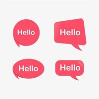 Hello Bubble, Red Speech Message. Hello Speech Message Text Hello in Flat Vector