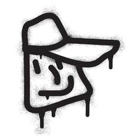 Smiling face emoticon wearing baseball cap with black spray paint vector