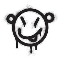 Smiling face emoticon graffiti with black spray paint vector