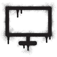 Computer monitor icon with black spray paint vector