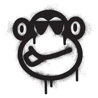 Graffiti monkey icon with black spray paint vector