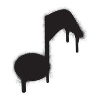 Graffiti Note music icon with black spray paint. Vector illustration.