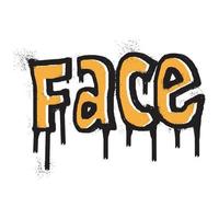 Graffiti face text with aerosol spray paint vector