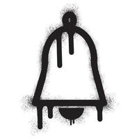 Bell icon graffiti with black spray paint vector
