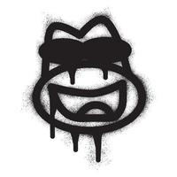 Frog emoticon graffiti with black spray paint vector