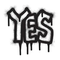 Graffiti yes text with black spray paint vector