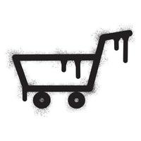 Shopping cart icon graffiti with black spray paint vector