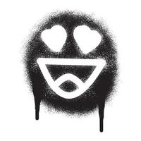 Smiling face emoticon stencil graffiti with black spray paint vector