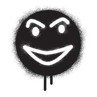 Smiling face emoticon stencil graffiti with black spray paint vector