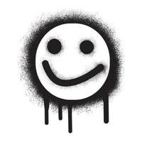 Smiling face emoticon graffiti with black spray paint vector