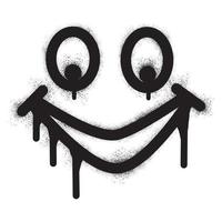 Smiling face emoticon graffiti with black spray paint vector