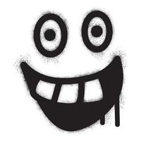 Smiling face emoticon graffiti with black spray paint vector