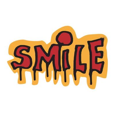 Graffiti smile text with aerosol spray paint