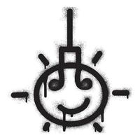 Smiling light bulb emoticon graffiti with black spray paint. vector