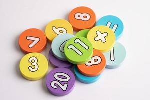 Math number colorful on white background, education study mathematics learning teach concept. photo