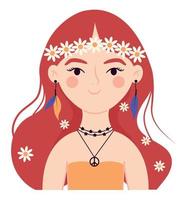 hippie mujer diseño vector