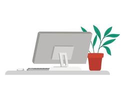 computer and plantpot vector