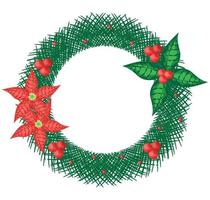 green mistletoe wreath vector