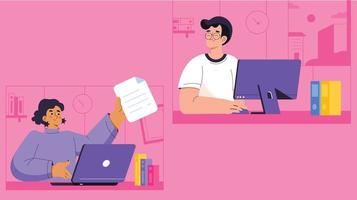 Trendy Work Discussion vector