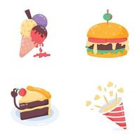 Set of Food Items Flat Stickers vector