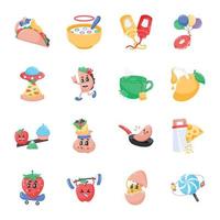Collection of Meal Flat Stickers vector