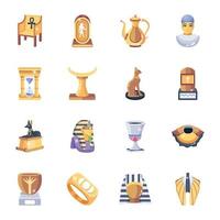 Set of Egyptian Civilization Flat Icons vector