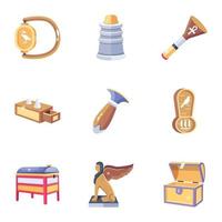 Pack of Ancient Egypt Items Flat Icons vector