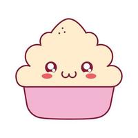 smiling kawaii cupcake vector