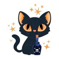 halloween cat holding poison vector