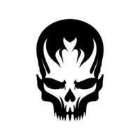 Vector logo with a black and white skull image.