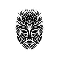 bosquejo de un polinesio máscara tatuaje en negro y blanco vectores