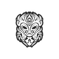 Vector sketch of a Polynesian mask tattoo featuring black and white colors