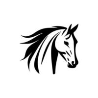 un logo presentando un vector imagen de un negro y blanco caballo.