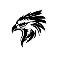 A logo of an eagle in black and white vector art.