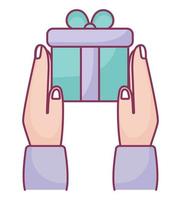 hand with gift box vector