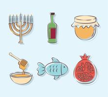 rosh hashanah items vector